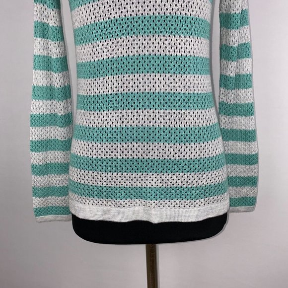 Converse S Striped Open Loose Knit Pullover Acrylic Lightweight Sweater Casual - Picture 8 of 12